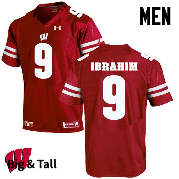 Wisconsin Badgers Men's #9 Rachid Ibrahim NCAA Under Armour Authentic Red Big & Tall College Stitched Football Jersey EF40F31UQ